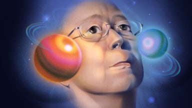 Illustrated portrait of Xi Xi surrounded by a planetary system