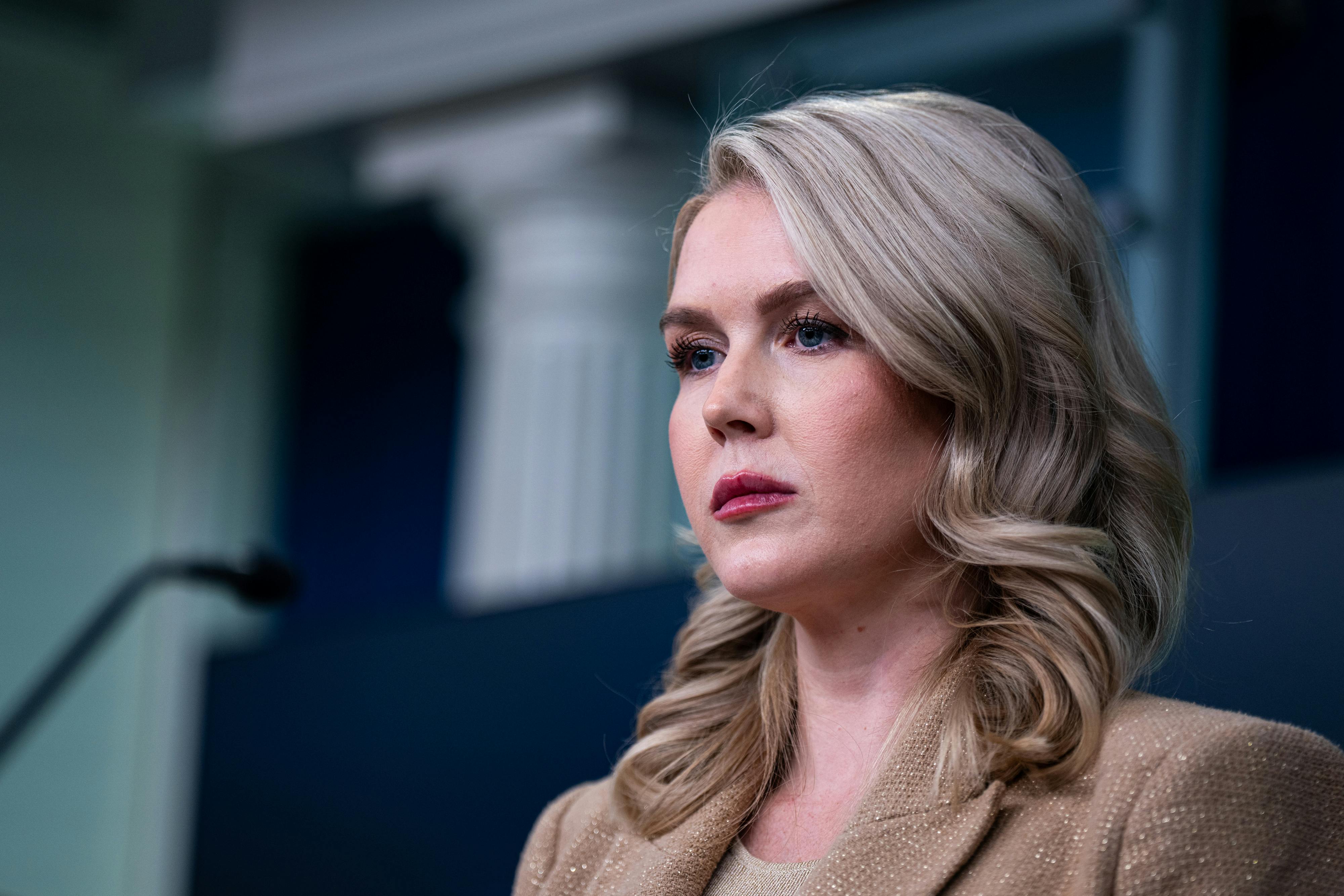 White House press secretary Karoline Leavitt glares