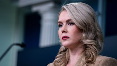 White House press secretary Karoline Leavitt glares