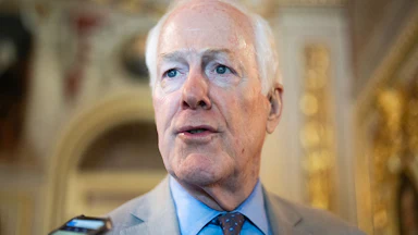 Senator John Cornyn speaks to reporters in the Capitol
