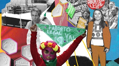 A collage showing some of the heroes of the pro-choice movement