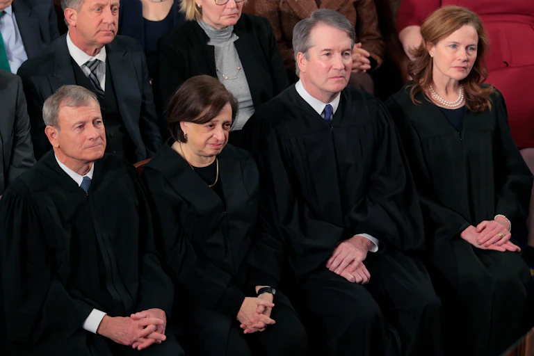 Supreme Court Chief Justices John Roberts, Elena Kagan, Brett Kavanaugh, and Amy Coney Barrett at President Trump’s State of the Union address, February 24