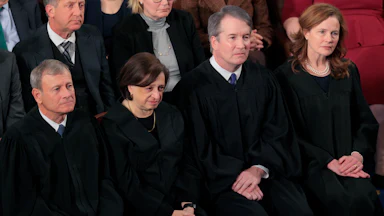 Supreme Court Chief Justices John Roberts, Elena Kagan, Brett Kavanaugh, and Amy Coney Barrett at President Trump’s State of the Union address, February 24
