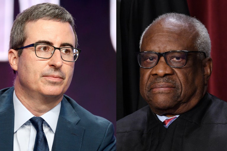 John Oliver and Clarence Thomas splitscreen