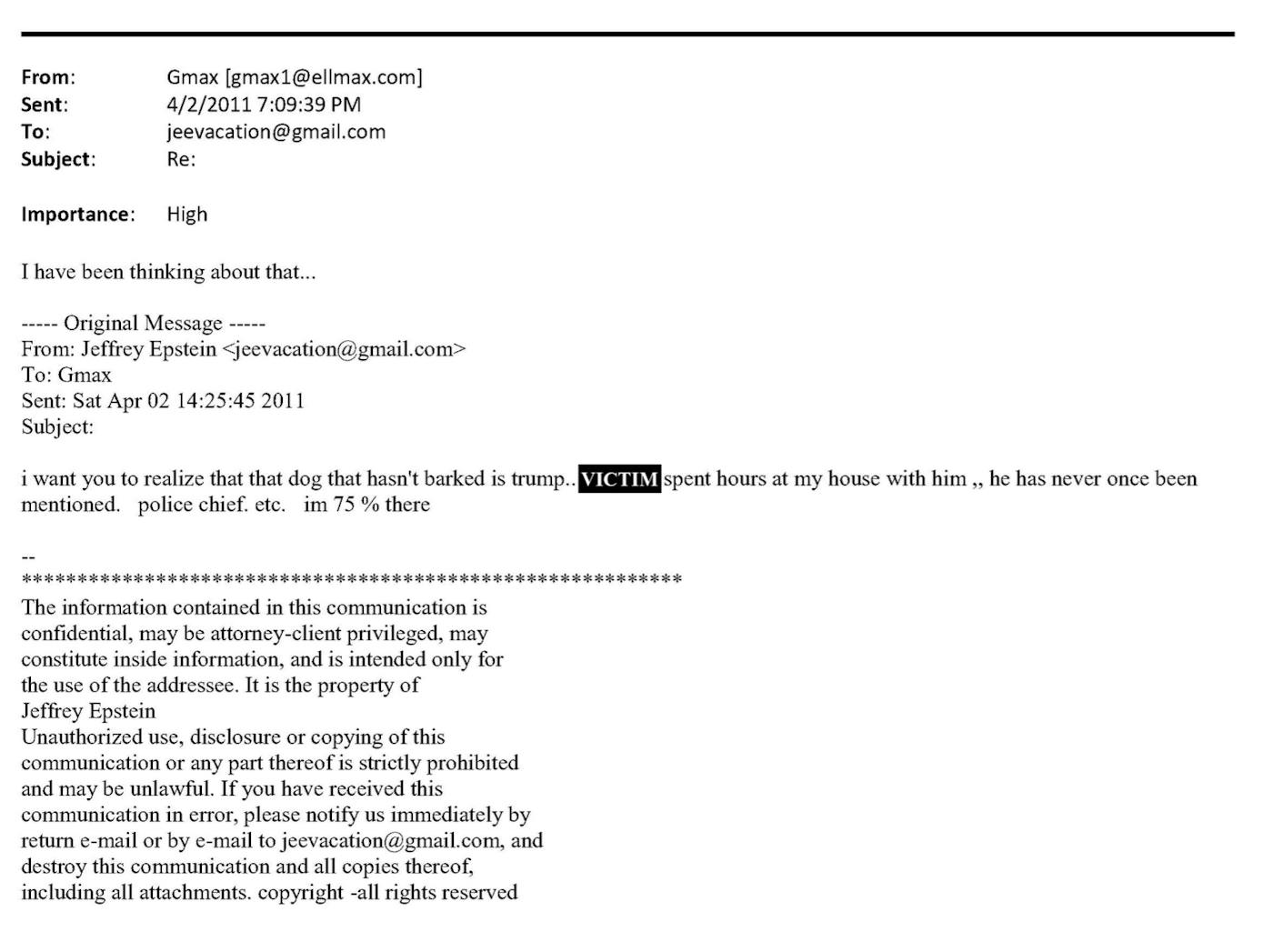 Epstein email screenshot