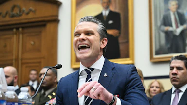 Defense Secretary Pete Hegseth testifies in Congress, speaking animatedly