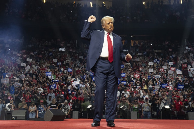 Donald Trump dancing at a campaign rally