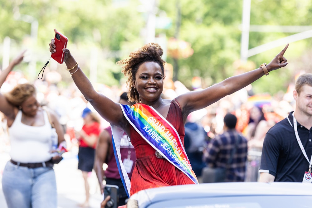 Karine Jean-Pierre as a grand marshal at the 2025 New York City Pride March in June