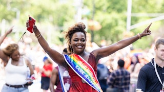 Karine Jean-Pierre as a grand marshal at the 2025 New York City Pride March in June