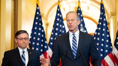 House Speaker Mike Johnson and Senate Majority Leader John Thune