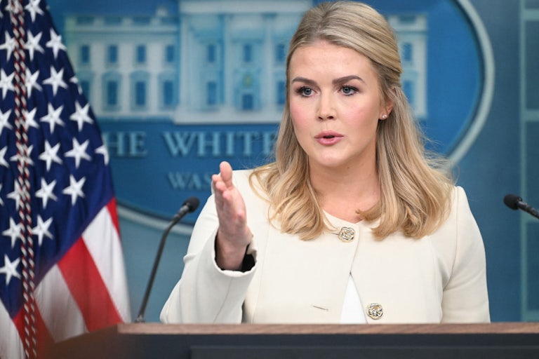 White House press secretary Karoline Leavitt gives a briefing.