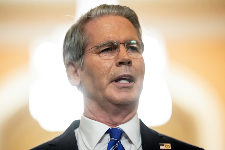 Treasury Secretary Scott Bessent speaks to reporters in the Capitol