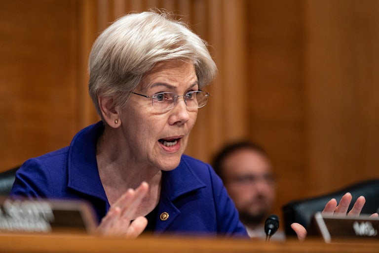 Senator Elizabeth Warren speaks in a congressional hearing.