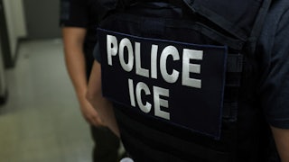 The back of an ICE agent's uniform.