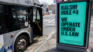A Kalshi advertisement at a bus stop in Washington, D.C.