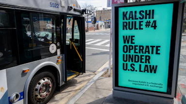A Kalshi advertisement at a bus stop in Washington, D.C.