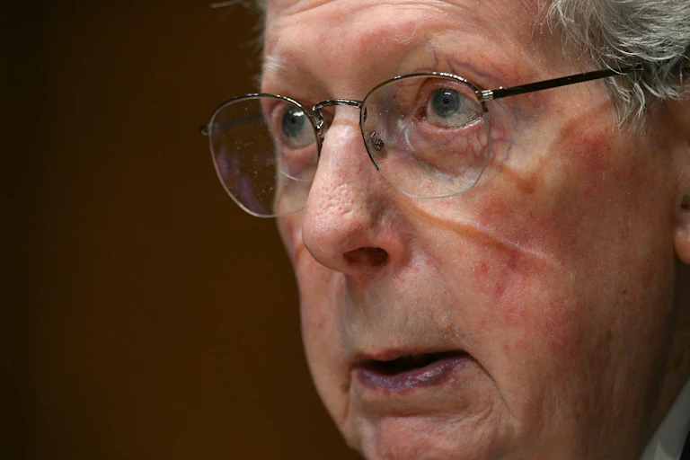 Senator Mitch McConnell speaks during a Senate subcommittee hearing
