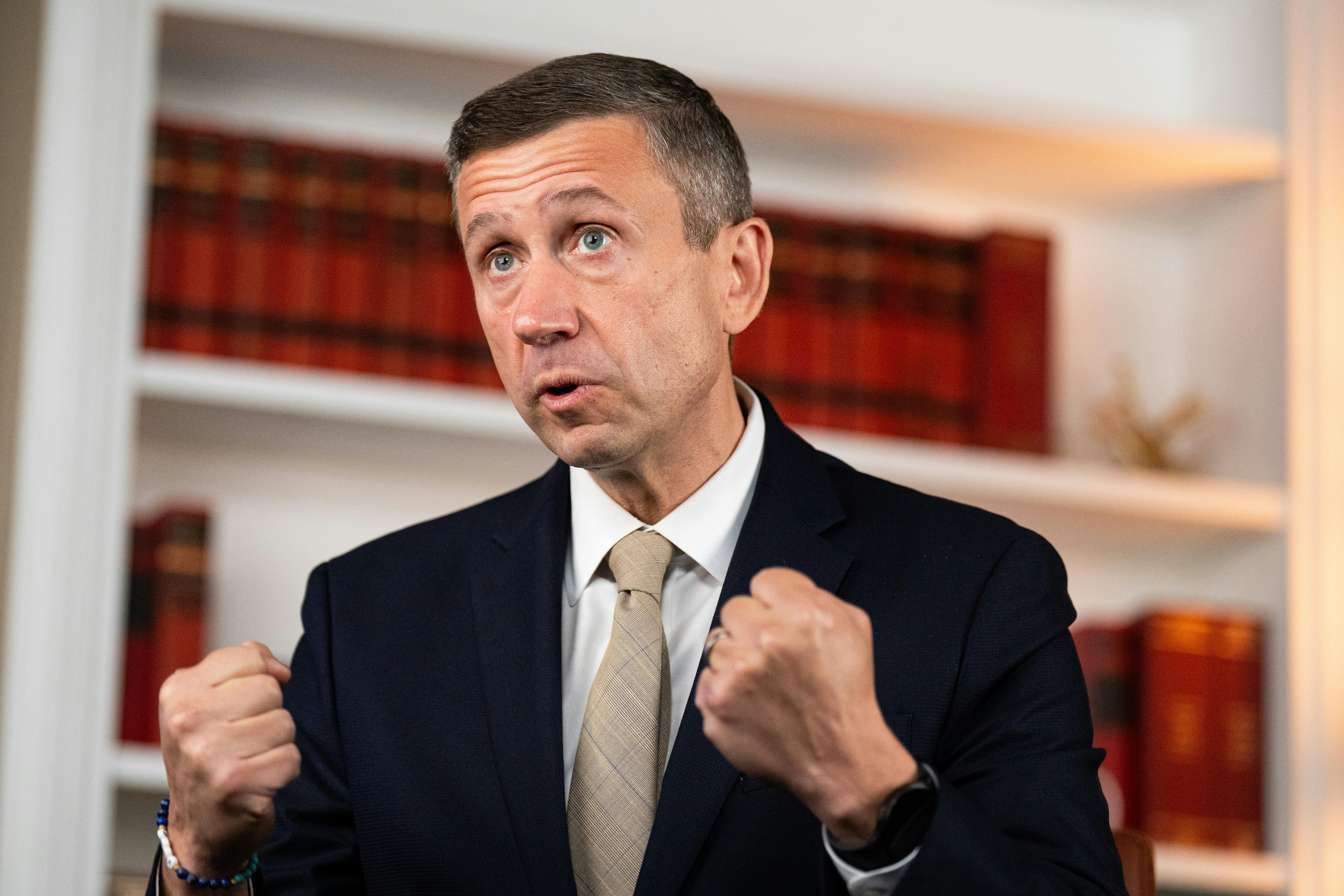 Democratic National Committee chair Ken Martin clenches fists