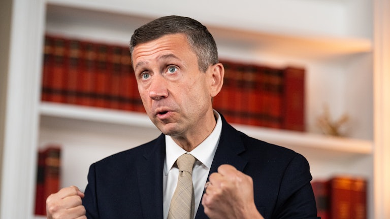 Democratic National Committee chair Ken Martin clenches fists