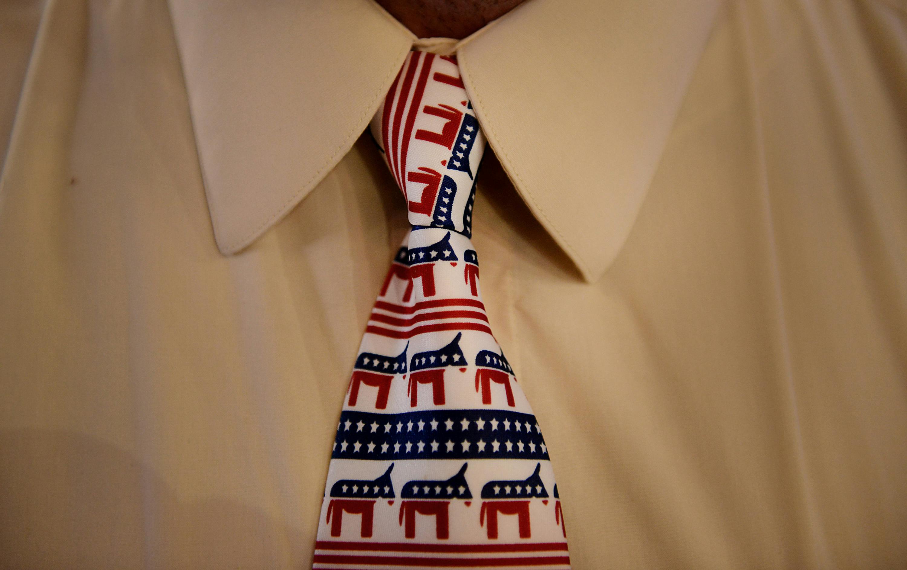 A tie branded with a donkey, the symbol of the Democratic party