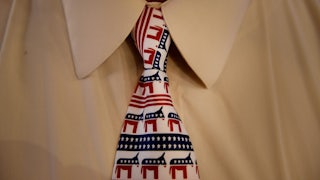 A tie branded with a donkey, the symbol of the Democratic party