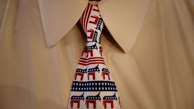 A tie branded with a donkey, the symbol of the Democratic party