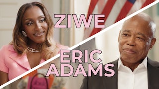 Splitscreen of Ziwe and Eric Adams