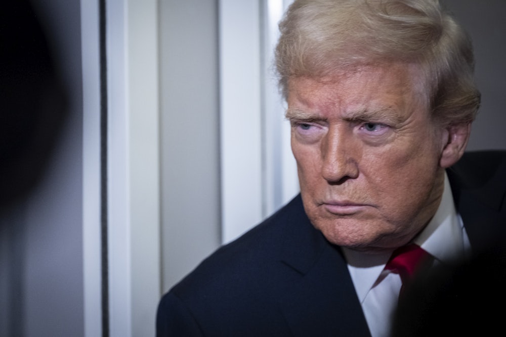 Donald Trump glowers