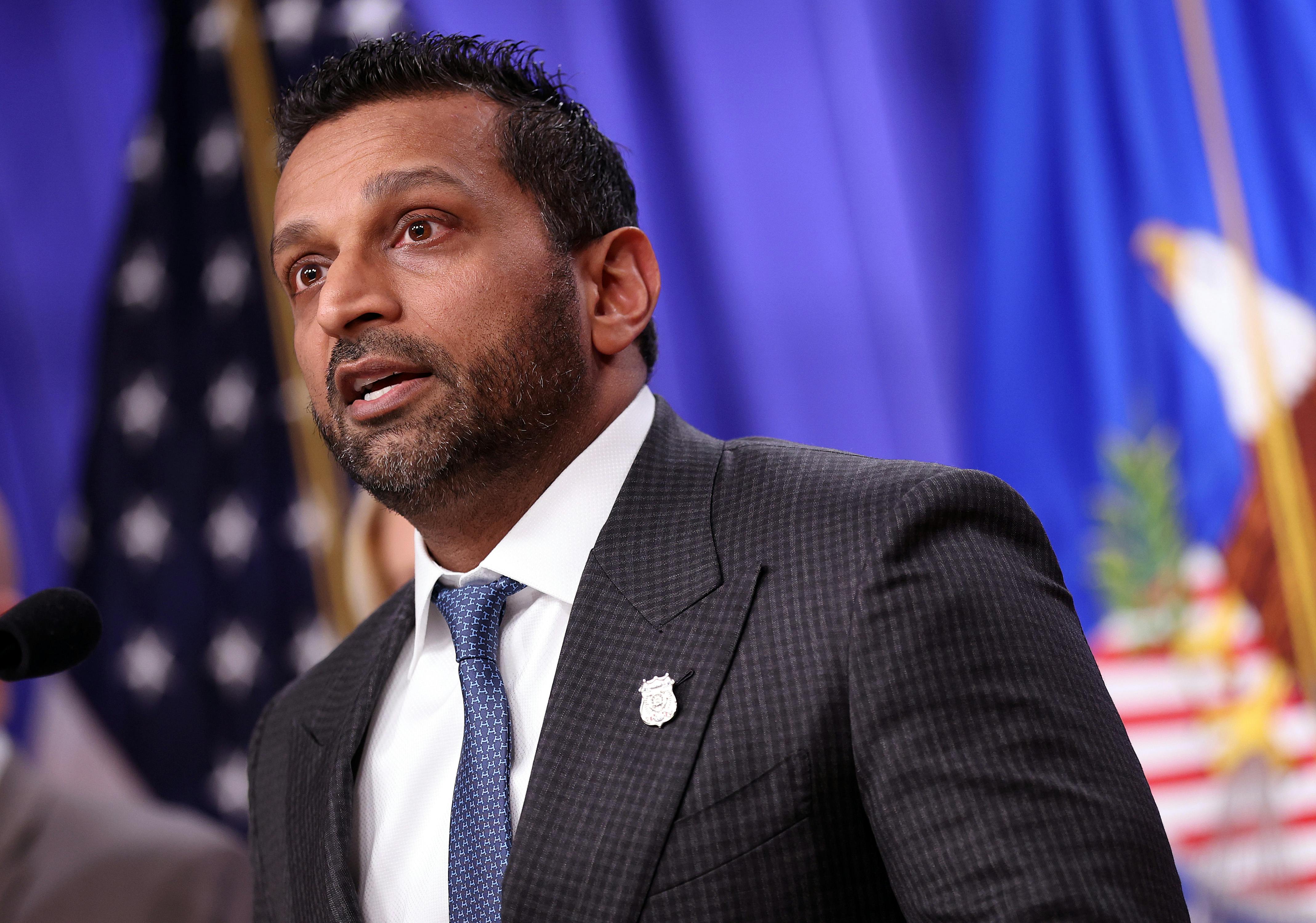 FBI Director Kash Patel speaks during a press conference