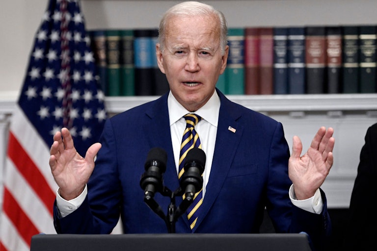 Joe Biden speaks at a podium
