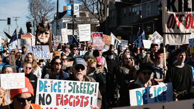 People in Minneapolis protest against ICE