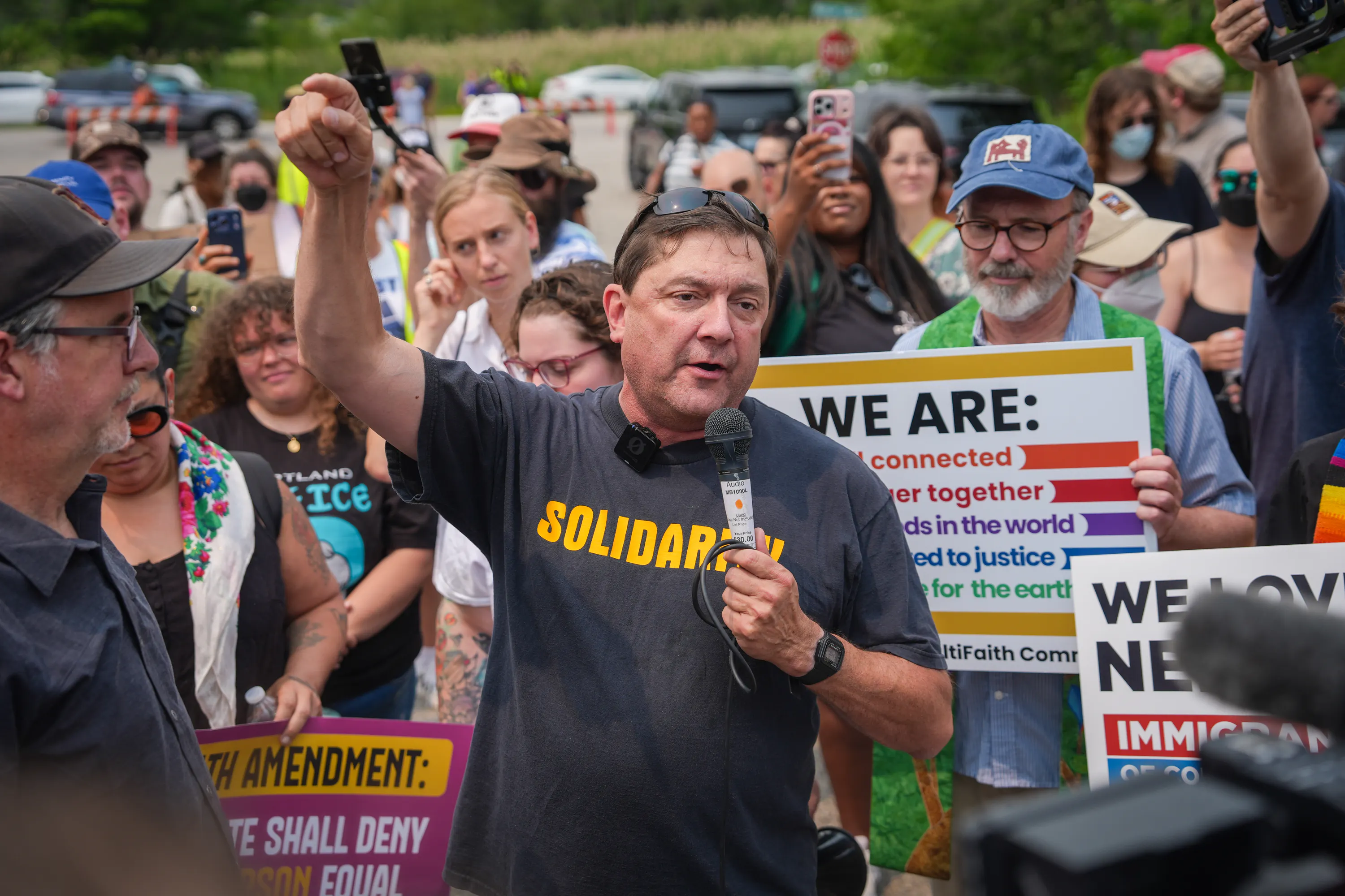 Maine Senate candidate Troy Jackson at a demonstration against ICE