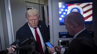 Trump speaking to reporters on Air Force One