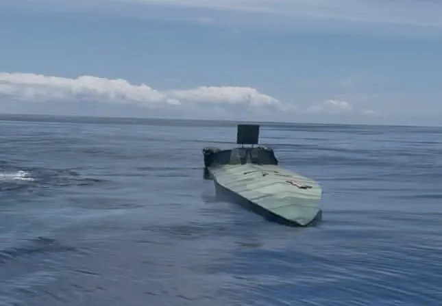 An unmanned boat in the water