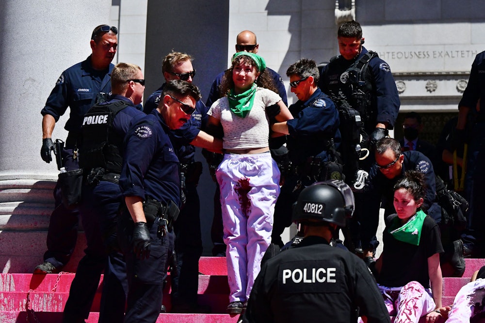 Police arrest abortion rights activists outside Los Angeles City Hall