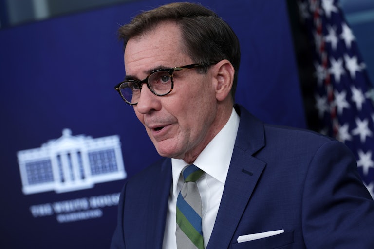 John Kirby speaking at the podium