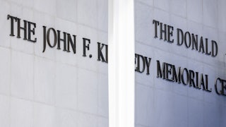 The new signage on the renamed Donald J. Trump and the John F. Kennedy Memorial Center