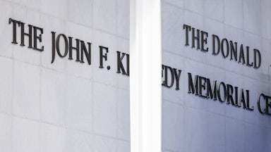 The new signage on the renamed Donald J. Trump and the John F. Kennedy Memorial Center