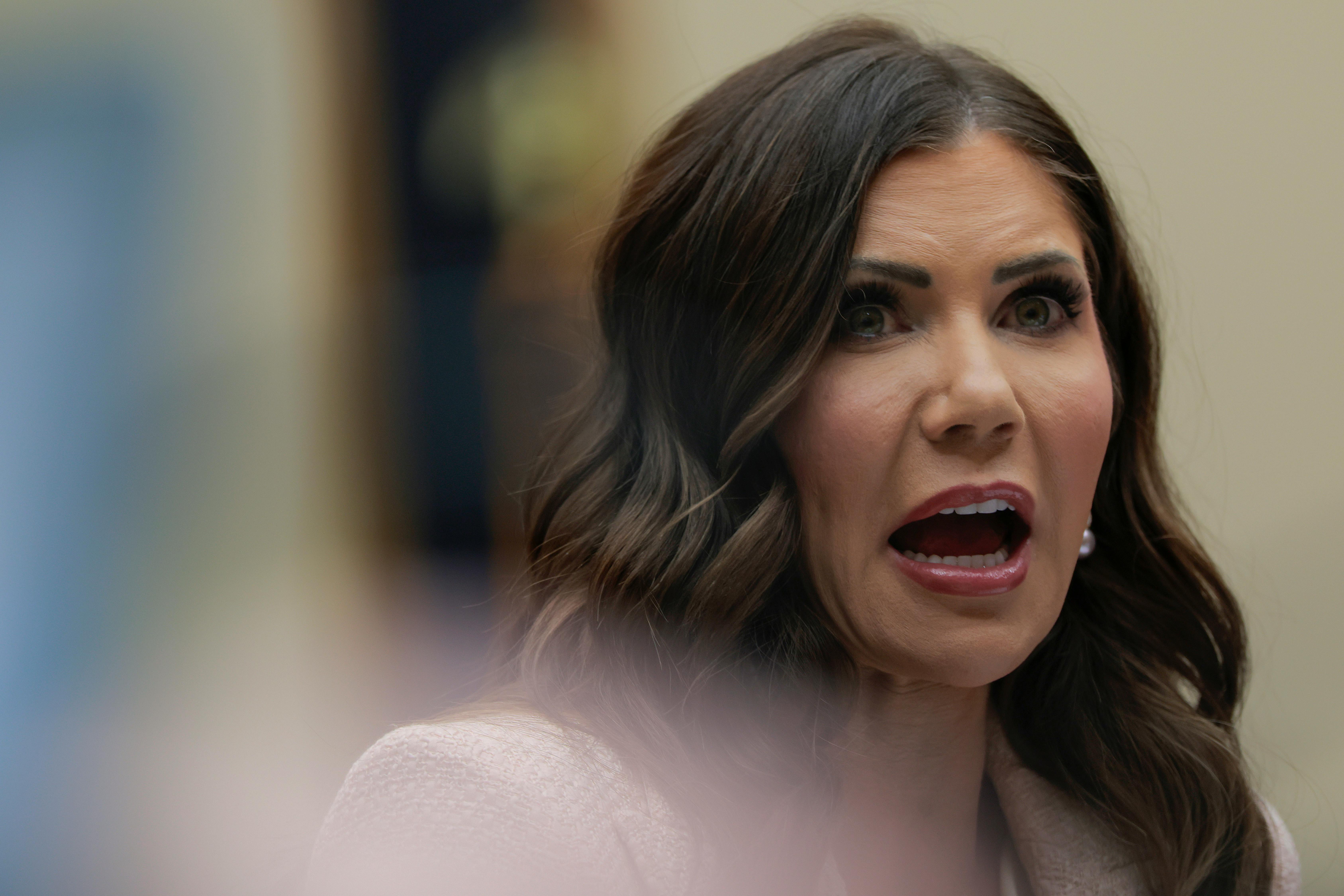 Kristi Noem speaks during a House committee hearing