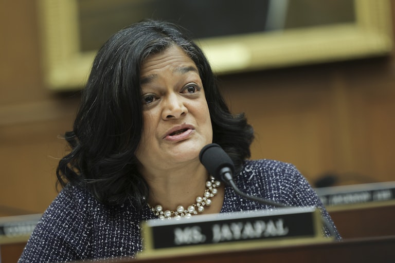 Representative Pramila Jayapal speaks in a congressional hearing.