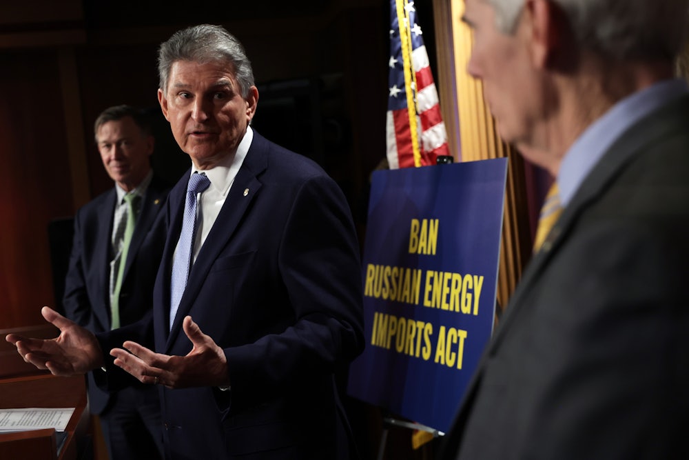 Joe Manchin speaks at a podium.