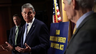 Joe Manchin speaks at a podium.