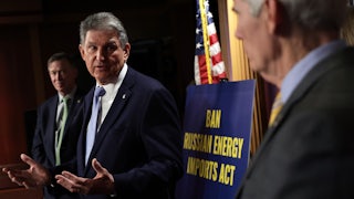 Joe Manchin speaks at a podium.