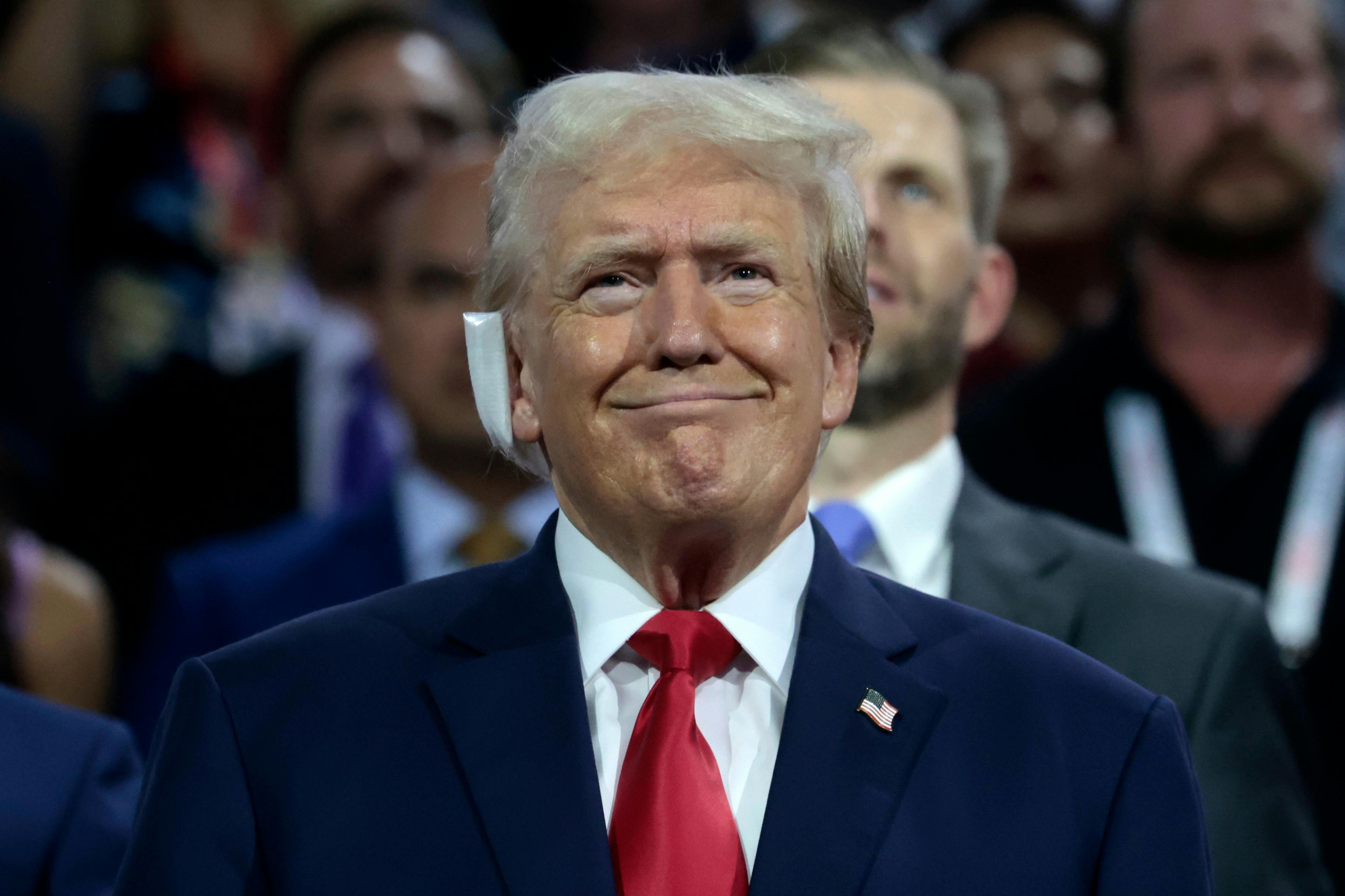 Donald Trump with a weird grin on his face