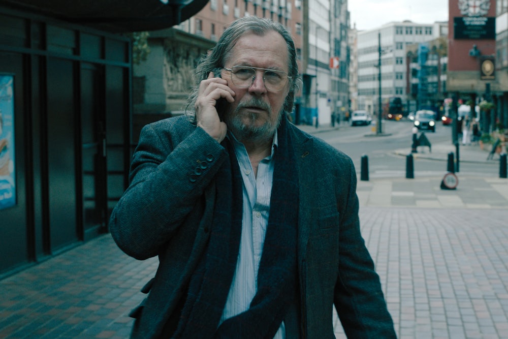 An episodic image from Slow Horses featuring actor Gary Oldman as Jackson Lamb, the head of Slough House