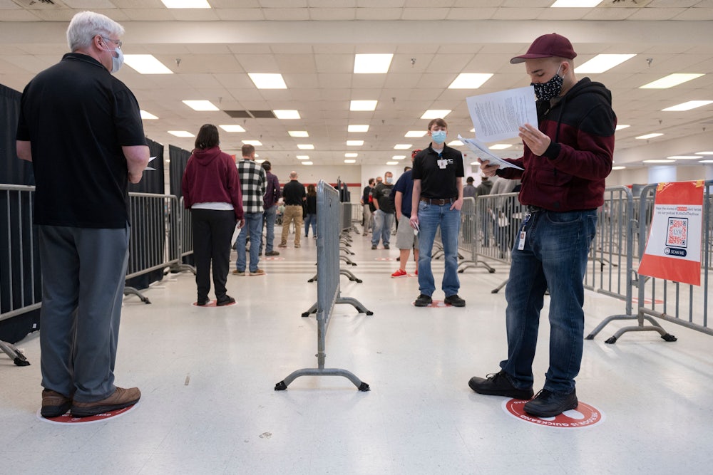 A mass vaccination site at an old TJ Maxx store in Lynchburg, Virginia