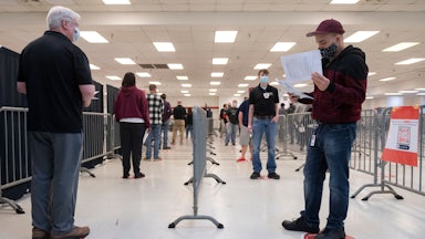 A mass vaccination site at an old TJ Maxx store in Lynchburg, Virginia