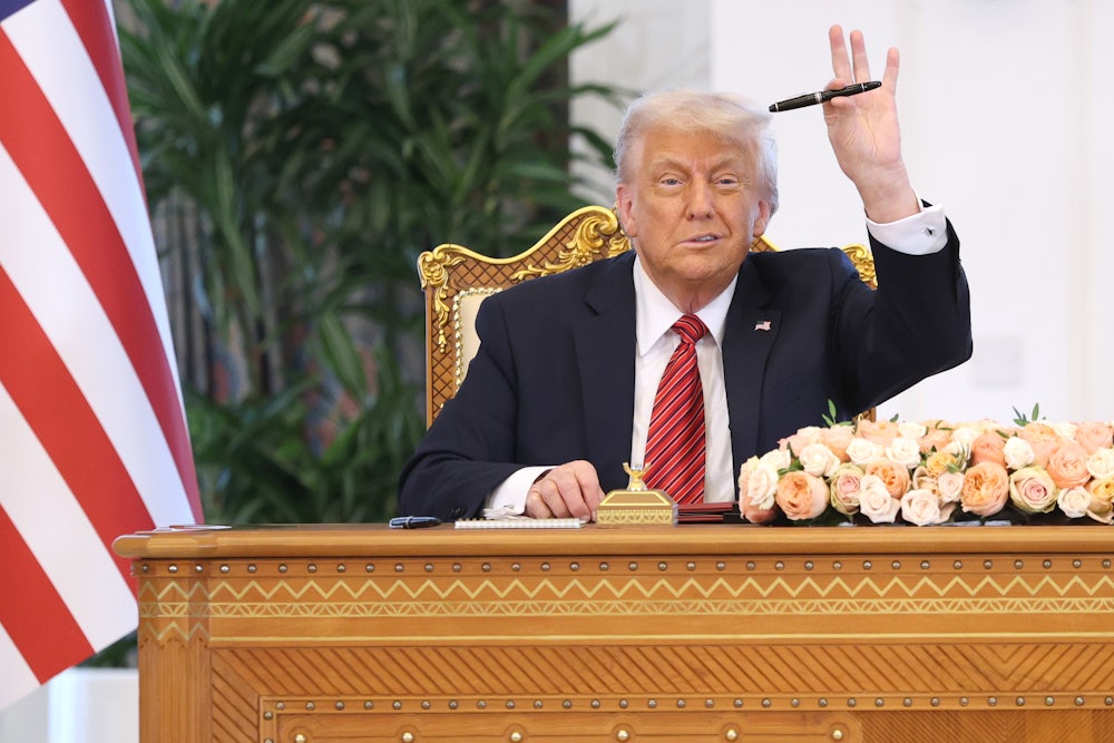 Trump attends a signing ceremony in Doha, Qatar