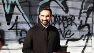 Mayor-elect Zohran Mamdani speaks to press outside of the 2025 National Action Network Thanksgiving Feeding.