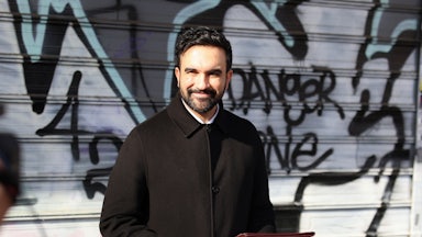 Mayor-elect Zohran Mamdani speaks to press outside of the 2025 National Action Network Thanksgiving Feeding.